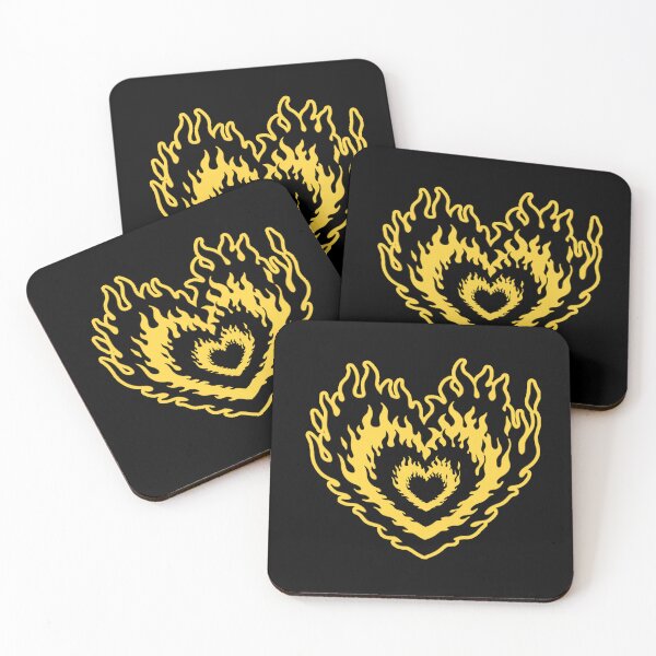Item preview, Layered Aesthetic Black & Yellow Burning Hearts designed and sold by CamilasPrints.