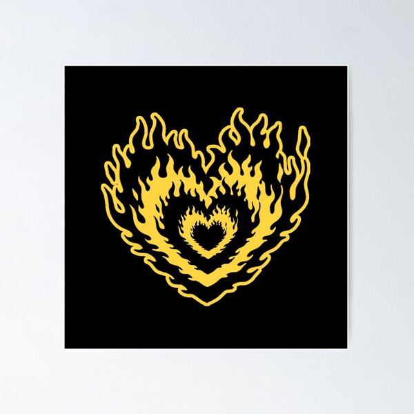 Item preview, Layered Aesthetic Black & Yellow Burning Hearts designed and sold by CamilasPrints.