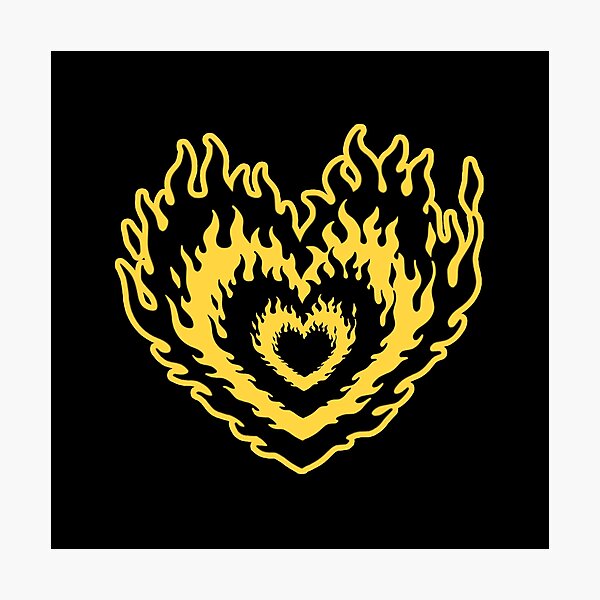 Item preview, Layered Aesthetic Black & Yellow Burning Hearts designed and sold by CamilasPrints.