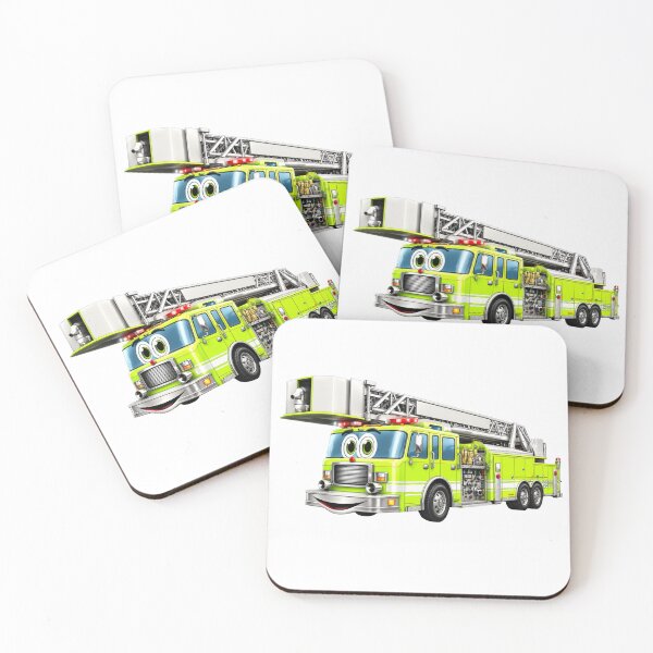 Item preview, Snorkel Ladder Fire Truck Lime Green Cartoon designed and sold by Scott Hayes.