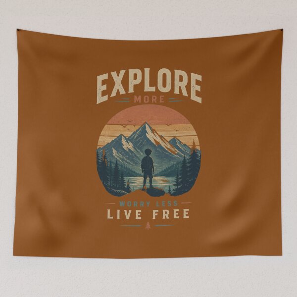 Item preview, Live Free, Explore More, Worry Less Typography designed and sold by Mattigiov.