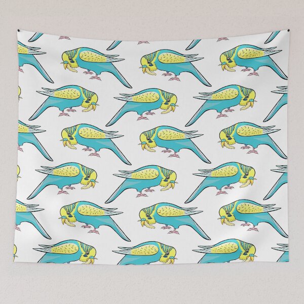 Item preview, Cute Budgie with Twig in Beak Art designed and sold by OrPolly.