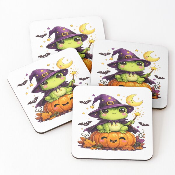 Item preview, Cute Frog Witch Sitting on Pumpkin – Kawaii Halloween Design designed and sold by ALITOPRINCE.