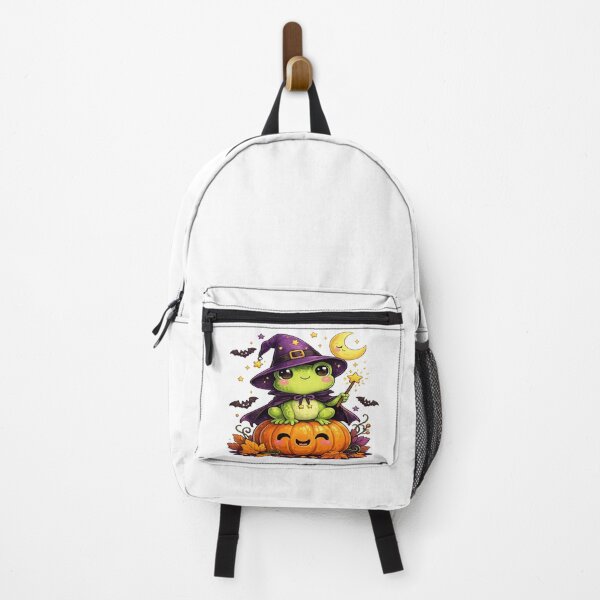 Item preview, Cute Frog Witch Sitting on Pumpkin – Kawaii Halloween Design designed and sold by ALITOPRINCE.