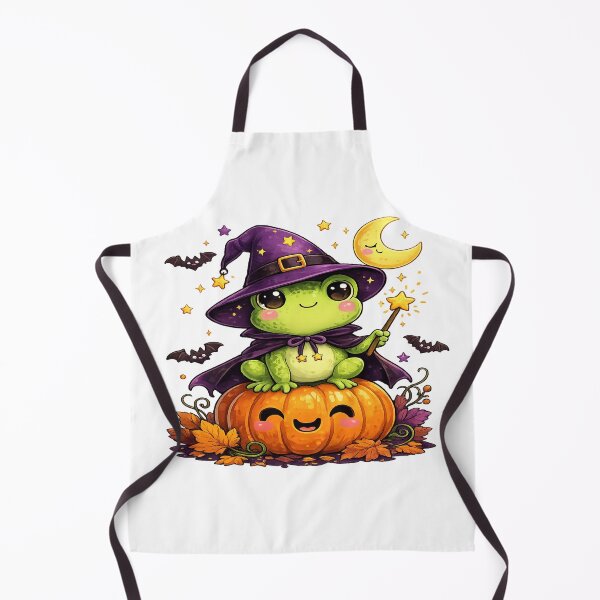 Item preview, Cute Frog Witch Sitting on Pumpkin – Kawaii Halloween Design designed and sold by ALITOPRINCE.
