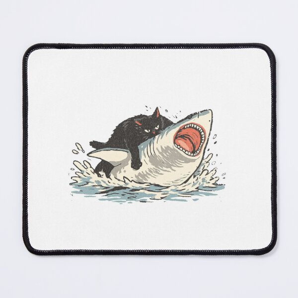 Item preview, Funny Fat Black Cat Riding a Shark designed and sold by Gbriel3.