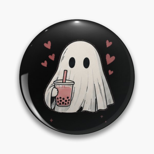 Item preview, Cute Ghost Drinking Boba Milk Tea Hearts Aesthetic designed and sold by Rehnair.