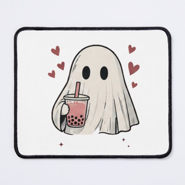 Item preview, Cute Ghost Drinking Boba Milk Tea Hearts Aesthetic designed and sold by Rehnair.