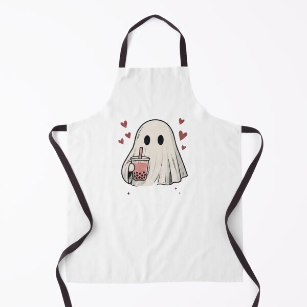 Item preview, Cute Ghost Drinking Boba Milk Tea Hearts Aesthetic designed and sold by Rehnair.