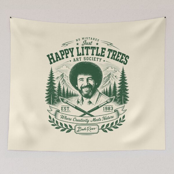 Item preview, Happy Little Trees Bob Ross Vintage Nature Engraving Art designed and sold by karamram.