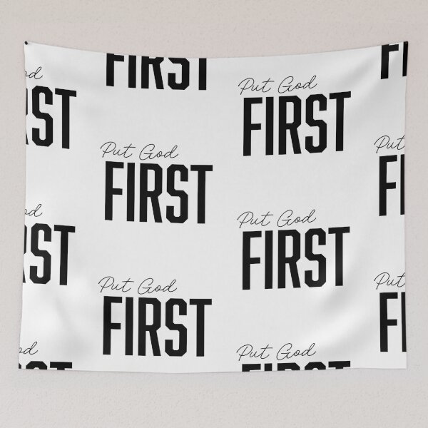 Item preview, Put God First – Christian Faith Typography T-Shirt Design designed and sold by CrossCrafted.