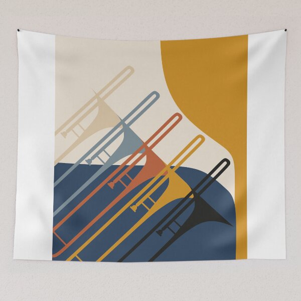 Item preview, Minimalist Trombone Harmony | Mid-Century Modern Jazz Art | Bauhaus Brass Instrument Print | Abstract Music Decor designed and sold by Studio pod Burom.