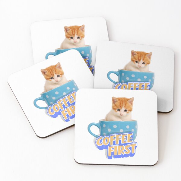 Item preview, Coffee First Cute Kitten in Blue Polka Dot Mug | Funny Cat Lover Design designed and sold by Randomnessy.