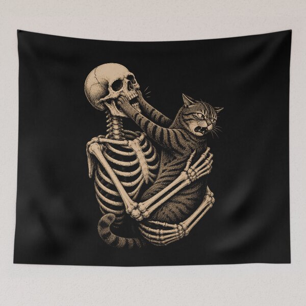 Item preview, Skeleton and Cat Embrace Design Halloween designed and sold by rafaeltto.