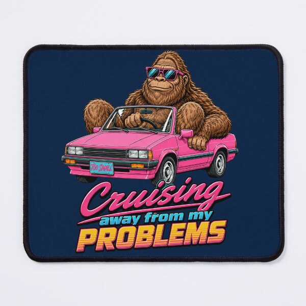Item preview, Funny Bigfoot Driving Pink Convertible Retro 80s Meme designed and sold by W&RParadise.
