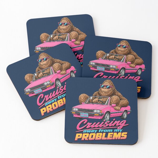 Item preview, Funny Bigfoot Driving Pink Convertible Retro 80s Meme designed and sold by W&RParadise.