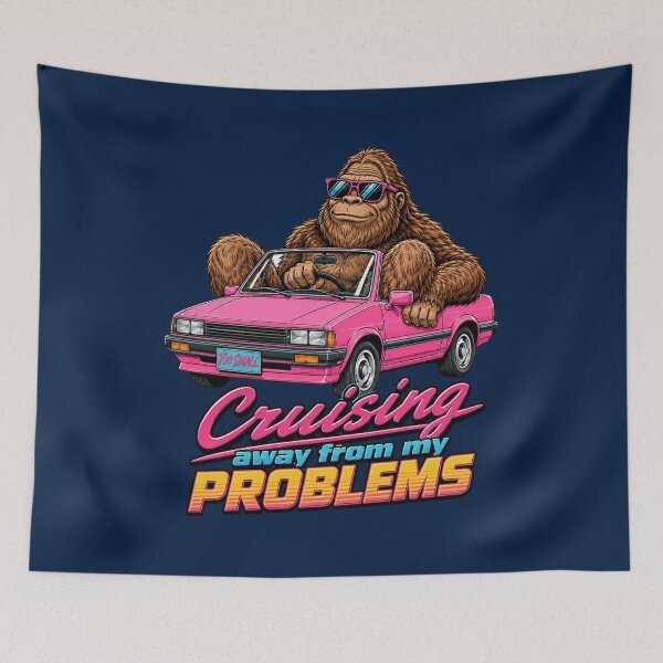 Item preview, Funny Bigfoot Driving Pink Convertible Retro 80s Meme designed and sold by W&RParadise.
