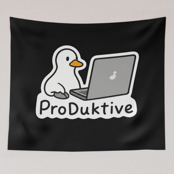 Item preview, ProDuktive Cute Duck Working on Laptop - Funny Office and Work Design designed and sold by jeshands.
