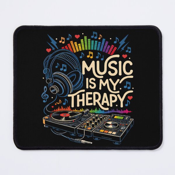 Item preview, Music Is My Therapy Quote, DJ Headphones & Soundwave Graphic for Music Lovers designed and sold by digijob.