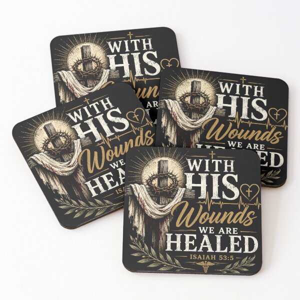 Item preview, Isaiah 53:5,"With his wounds we are healed."Christian Medical Art | Bible Verse for Doctors Nurses | Faith Healthcare Gift designed and sold by Obinne.