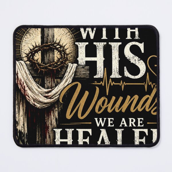 Item preview, Isaiah 53:5,"With his wounds we are healed."Christian Medical Art | Bible Verse for Doctors Nurses | Faith Healthcare Gift designed and sold by Obinne.