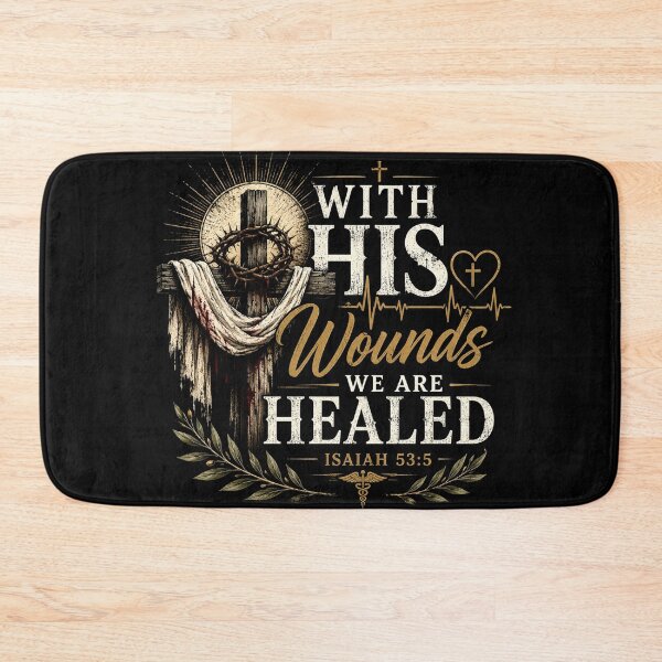 Item preview, Isaiah 53:5,"With his wounds we are healed."Christian Medical Art | Bible Verse for Doctors Nurses | Faith Healthcare Gift designed and sold by Obinne.