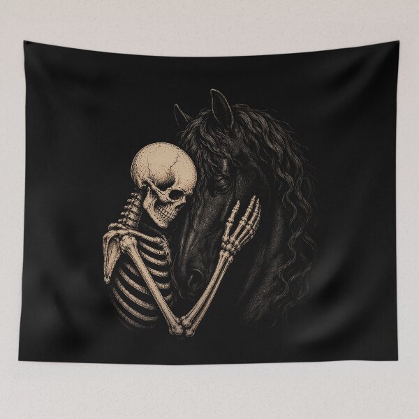Item preview, Skeleton Embracing a Horse Illustration Halloween designed and sold by rafaeltto.