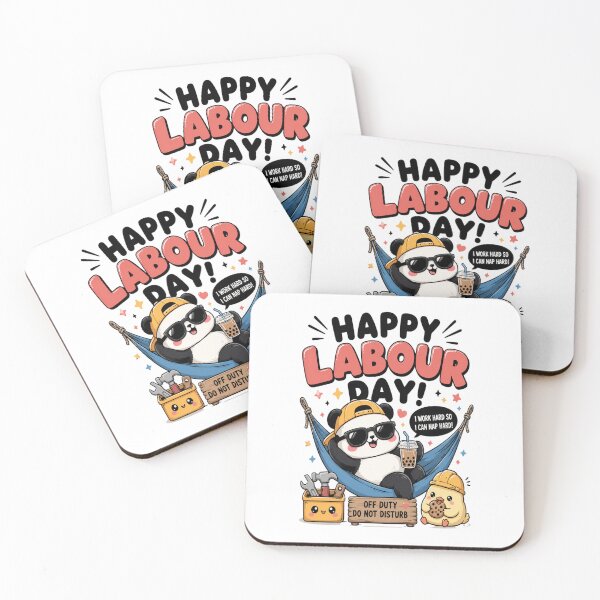 Item preview, Happy Labour Day Kawaii Panda | Funny Construction Worker Off Duty Cute Bubble Tea designed and sold by InspiredCreatives.