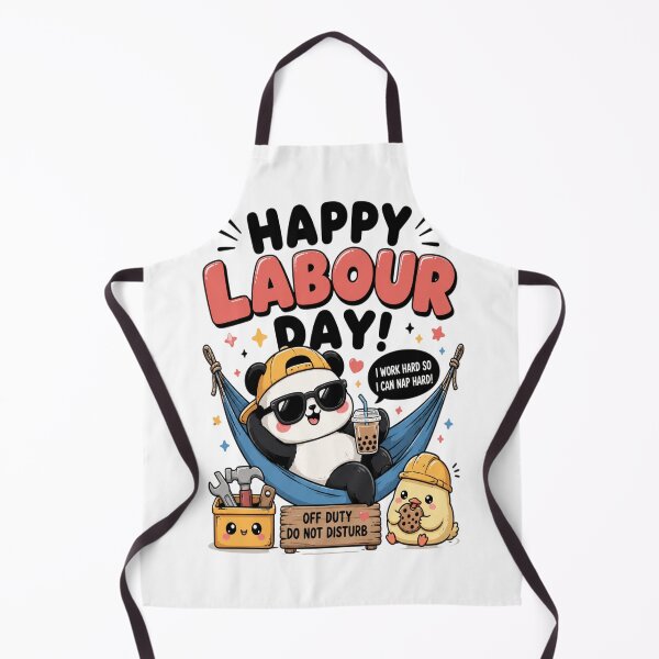 Item preview, Happy Labour Day Kawaii Panda | Funny Construction Worker Off Duty Cute Bubble Tea designed and sold by InspiredCreatives.