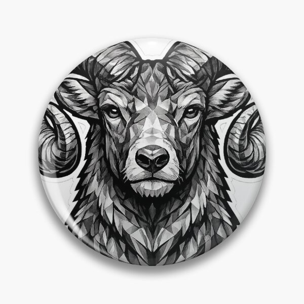 Item preview, Geometric Bighorn Sheep Head | Low Poly Ram Vector | Black & White Wildlife Sticker designed and sold by DesertInkArt.