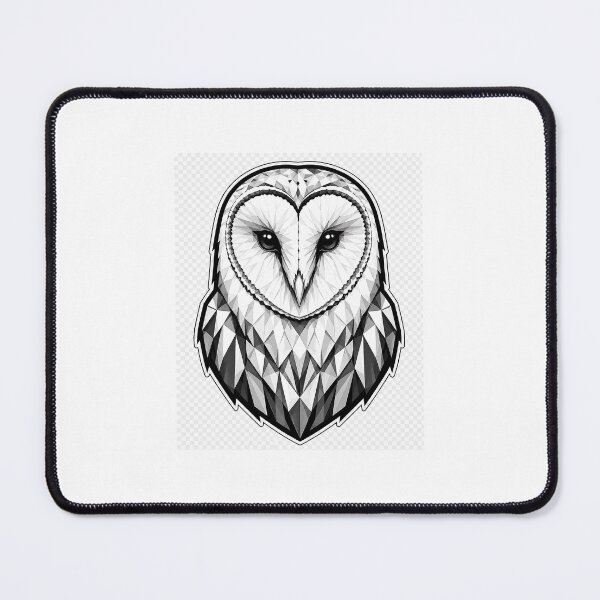 Item preview, Geometric Barn Owl Head | Low Poly Owl Vector | Black & White Wildlife Sticker designed and sold by DesertInkArt.