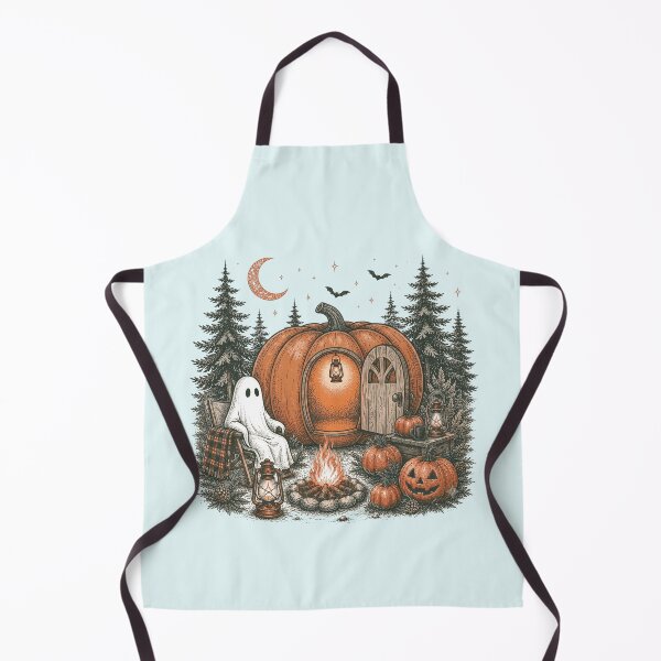 Item preview, Vintage Spooky Camping Pumpkin Cottage Ghost Bonfire designed and sold by BreezifyDesignStudio.