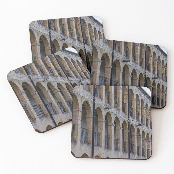Item preview, Historic Stone Arcade With Repetitive Arches, Iron Balconies and Weathered Architectural Facade designed and sold by Nmallia.