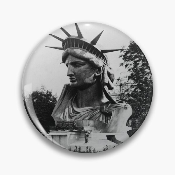 Item preview, Head of the Statue of Liberty on display in a park in Paris before assembly vintage fine art black and white photograph circa 1883 designed and sold by Astrid Arkhangelsky.