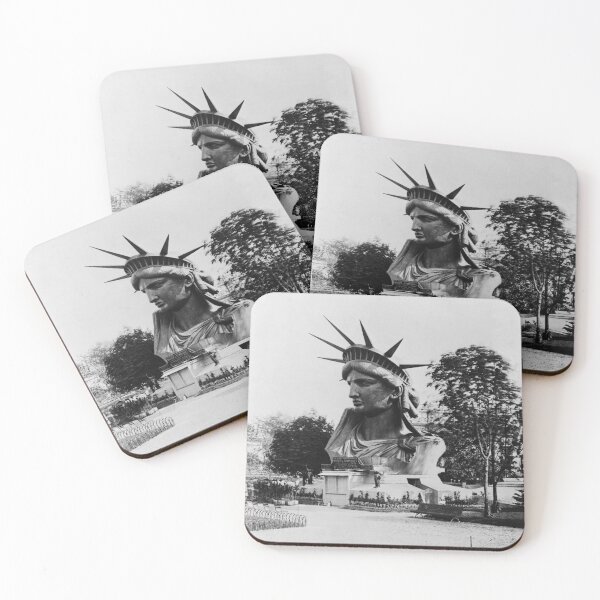 Item preview, Head of the Statue of Liberty on display in a park in Paris before assembly vintage fine art black and white photograph circa 1883 designed and sold by Astrid Arkhangelsky.