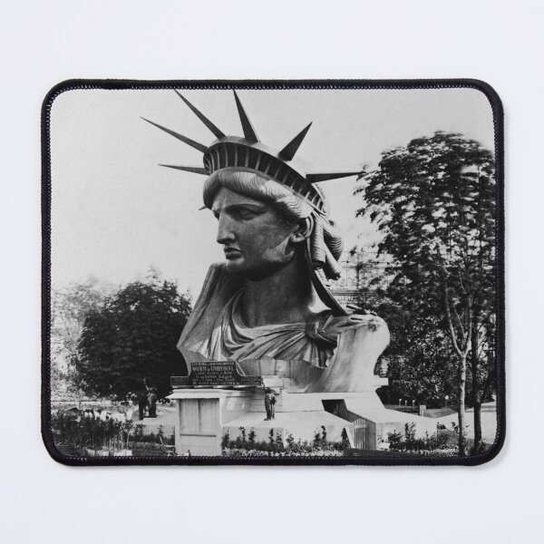 Item preview, Head of the Statue of Liberty on display in a park in Paris before assembly vintage fine art black and white photograph circa 1883 designed and sold by Astrid Arkhangelsky.