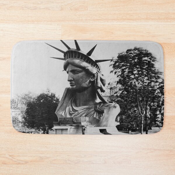 Item preview, Head of the Statue of Liberty on display in a park in Paris before assembly vintage fine art black and white photograph circa 1883 designed and sold by Astrid Arkhangelsky.