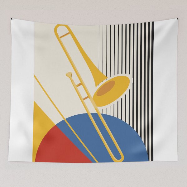 Item preview, Minimalist Bauhaus Trombone | Mid-Century Modern Jazz Print | Geometric Brass Instrument Art | Abstract Music Print designed and sold by Studio pod Burom.