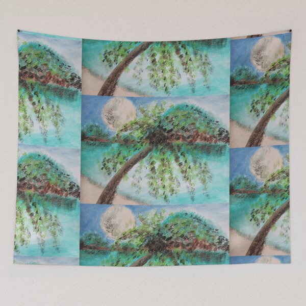 Item preview, Tropical Sea with Palm Tree designed and sold by Aquamarineelle.