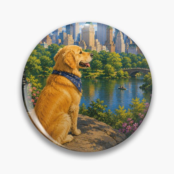 Item preview, Golden Retriever looking at the skyline from Central Park designed and sold by Nomad-Paws.