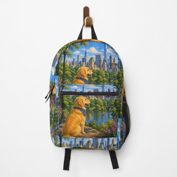 Item preview, Golden Retriever looking at the skyline from Central Park designed and sold by Nomad-Paws.