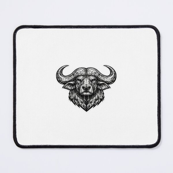 Item preview, Geometric Cape Buffalo Head | Low Poly African Buffalo Vector | Black & White Wildlife Sticker designed and sold by DesertInkArt.