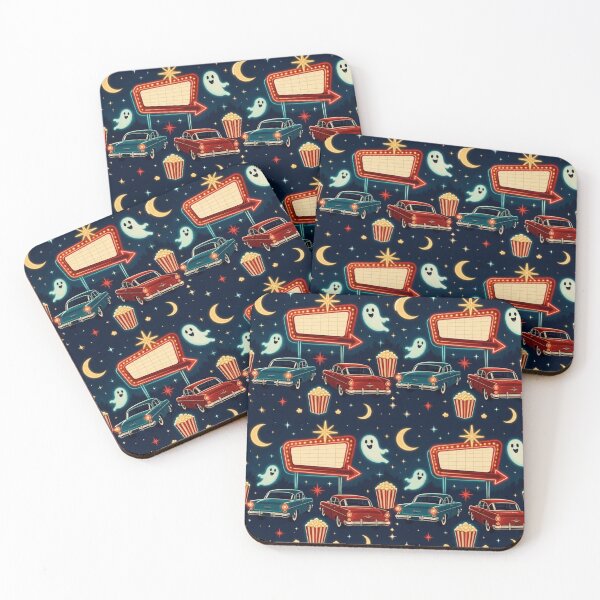 Item preview, Vintage Spooky Drive In Neon Retro Halloween Pattern designed and sold by StickyGuys.