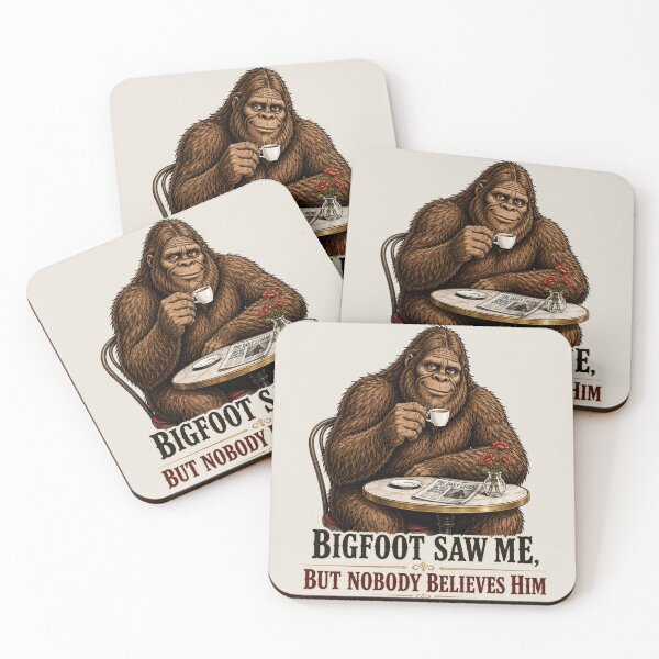 Item preview, Funny Bigfoot Drinking Coffee Cafe Retro Vintage Meme designed and sold by W&RParadise.