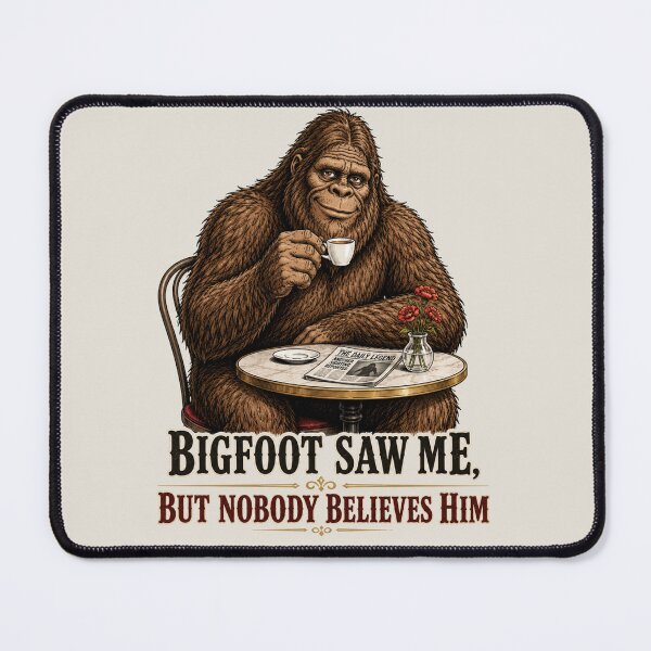 Item preview, Funny Bigfoot Drinking Coffee Cafe Retro Vintage Meme designed and sold by W&RParadise.