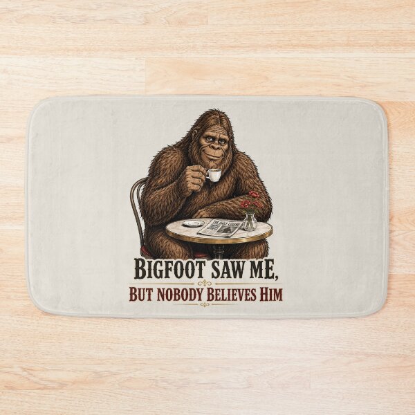 Item preview, Funny Bigfoot Drinking Coffee Cafe Retro Vintage Meme designed and sold by W&RParadise.