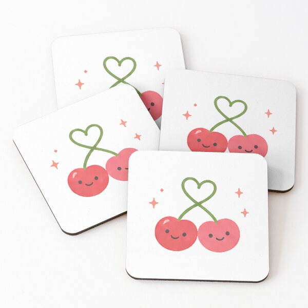 Item preview, Cute Kawaii Cherries Heart Stem Fruit Couple Sparkles Aesthetic designed and sold by Rehnair.