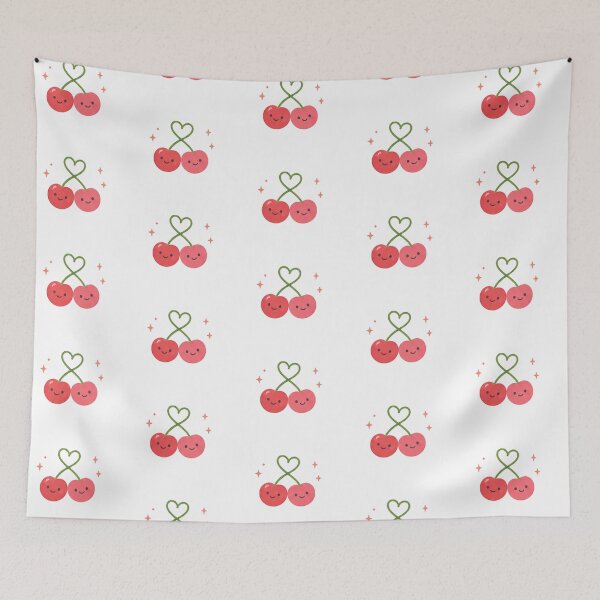 Item preview, Cute Kawaii Cherries Heart Stem Fruit Couple Sparkles Aesthetic designed and sold by Rehnair.
