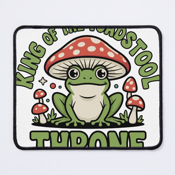 Item preview, Funny Frog Wearing Mushroom Hat - King Of The Toadstool Throne designed and sold by PunnnIntended.