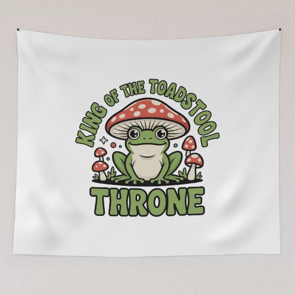 Item preview, Funny Frog Wearing Mushroom Hat - King Of The Toadstool Throne designed and sold by PunnnIntended.